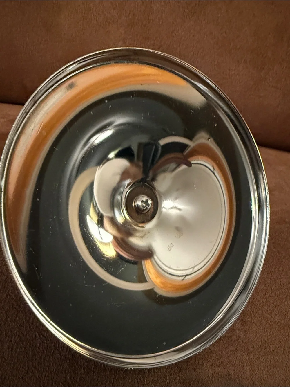 Mid-Century Crystal Candy Trinket Dish Chrome Lid Sculptura By Kromex